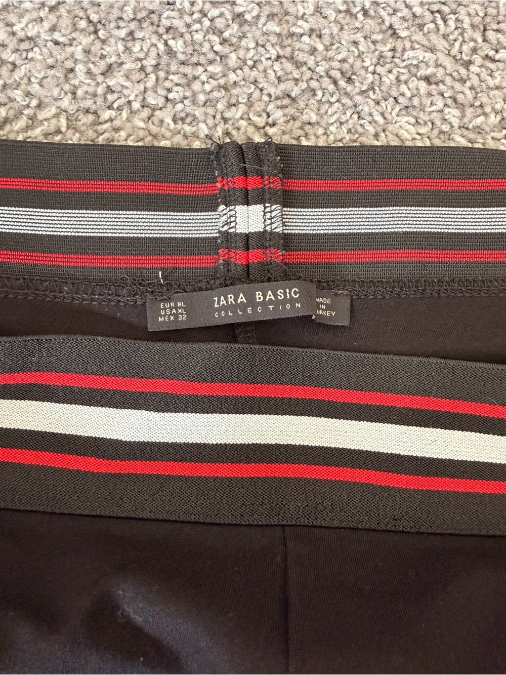 Zara Basic Black Skirt with Red and Gray Stripe Waistband Women’s XL